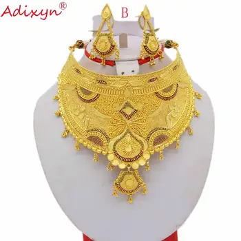 Adixyn 4 Desigh Colier/Cercei Set De Bijuterii De Culoare De Aur/Cupru Din Africa/Etiopian/Dubai Mireasa Nunta Accesoriu N12302