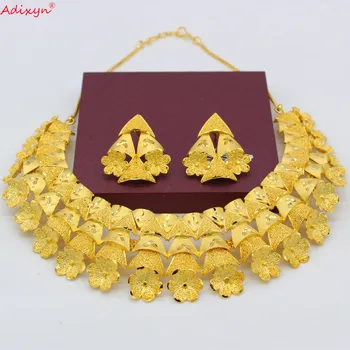Adixyn Copac Colier și Cercei Set Bijuterii pentru Femei de Culoare de Aur /Cupru Bijuterii Africane/Etiopian de Mireasa, Cadouri de Nunta N06088