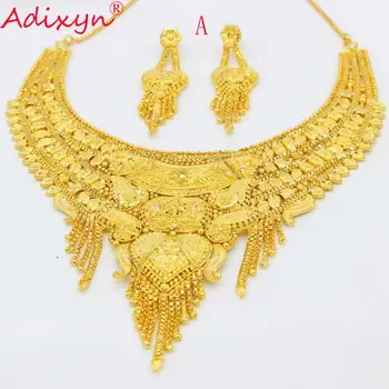 Adixyn Moda Colier și Cercei Set Bijuterii pentru Femei de Culoare de Aur & Cupru din Africa/Arab/Orientul Mijlociu Nunta/Petrecere N100811