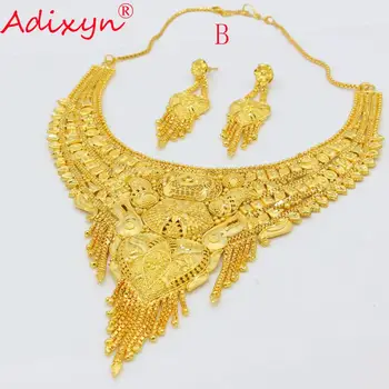 Adixyn Moda Colier și Cercei Set Bijuterii pentru Femei de Culoare de Aur & Cupru din Africa/Arab/Orientul Mijlociu Nunta/Petrecere N100811