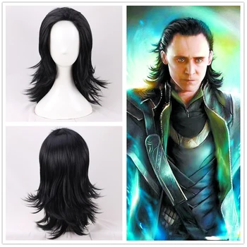Advengers Loki peruca cosplay Loki Negru Par Sintetic de benzi Desenate Loptr joc de rol petrecere cu costume, peruci + capac de peruca