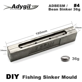 Adygil DIY Pescuit Bean Sinker Mucegai ADBESM/#4 Bean Sinker 36g 4 Cavități