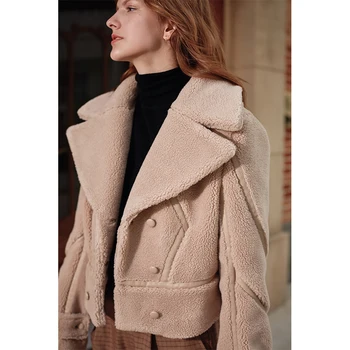 AEL Miei Paltoane pentru Femei de iarnă scurt exterior purta amestecat haină de blană femeie Blana Fals Sacou Elegant Cald Gros