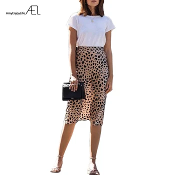 AEL Vara Vintage, Fusta cu Talie Inalta Leopard de Imprimare Fuste Femei Streetwear Femme Fusta Midi 2019 Femei Haine Noi