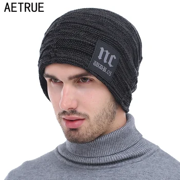 AETRUE Brand Tricotate Pălărie de Iarnă, Căciuli Bărbați Capace Masca Gorras Capota Cald Largi Pălării de Iarnă Pentru Bărbați, Femei Chelioși Căciuli, Pălării