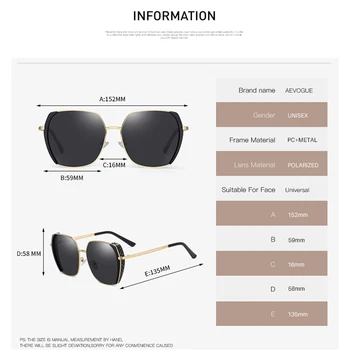 AEVOGUE 2020 Noi Femeile Pătrat de Metal ochelari de Soare Polarizat Gradient Lens Modă în aer liber Conducere UV400 Ochelari AE0859