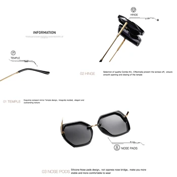 AEVOGUE Noi Femeile Poligon Supradimensionat de Călătorie de Moda ochelari de Soare Polarizat Gradient Lens de Conducere în aer liber Ochelari UV400 AE0818