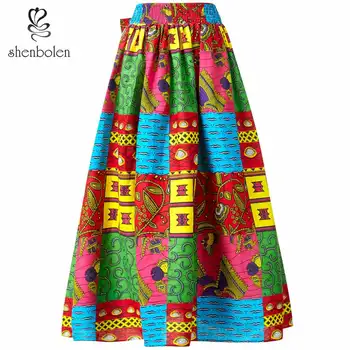 Africa de haine pentru femei ankara fusta ceara bumbac maxi dresshigh talie fusta lunga plus Dimensiune haine Africane