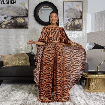 Africa de Imprimare Rochii pentru Femei 2 Bucata Set Dashiki de Pe Umăr Rochie Pantaloni Haine Africane Bazin Celebrul Costum Vetement Femme