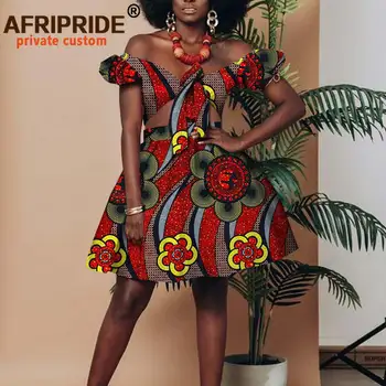 Africa de Îmbrăcăminte pentru Femei Scurt Top + Fusta Mini 2 Bucata Set Dahiki Tipărite Sexy Party Club Ankara Tinuta AFRIPRIDE A1926013