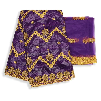 African Bazin Riche Getzner Ankara Tesatura de Ț Perlage Broderie Material Textil Pentru Meserii Negru Haine de Aur 5+2 metri/lot