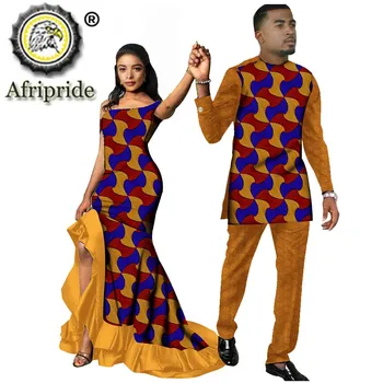 African Câteva Costume Bărbați și Femei de Potrivire Haine Purta Petrecere de Nunta Ceara Print Design vestimentar Tradițional AFRIPRIDE S20C009