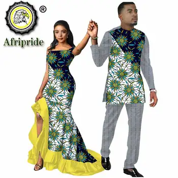 African Câteva Costume Bărbați și Femei de Potrivire Haine Purta Petrecere de Nunta Ceara Print Design vestimentar Tradițional AFRIPRIDE S20C009
