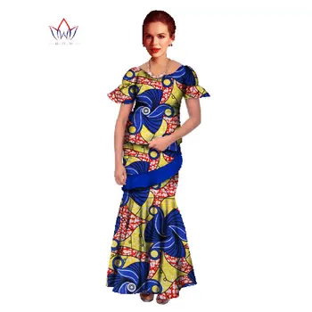 African Rochie de Imprimare de Două Bucăți Femei Set Topuri de Cultură Fusta Lunga Dashiki Rochie Sirena Fuste Femei Vestidos 6XL Plus Dimensiune WY015