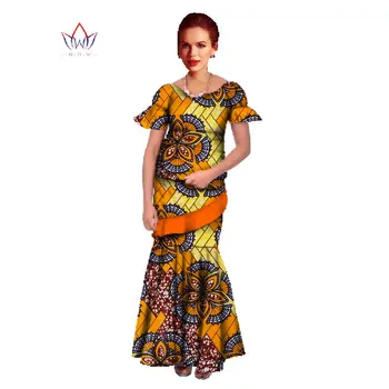 African Rochie de Imprimare de Două Bucăți Femei Set Topuri de Cultură Fusta Lunga Dashiki Rochie Sirena Fuste Femei Vestidos 6XL Plus Dimensiune WY015