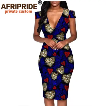 African rochie de vara pentru femei AFRIPRIDE adaptate maneca scurta de genunchi lungime casual pentru femei rochie de creion bumbac A1825074
