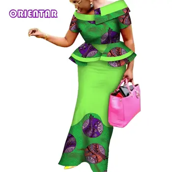 African Rochii pentru Femei de Moda de la Ankara Rochie cu Maneci Scurte Talie Mare Rochie Lunga Bumbac Imprimare Africane Haine pentru Femei WY4531