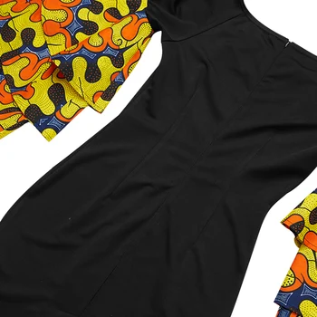 African Rochii pentru Femei Rochii ankara bumbac Elastic negru slim rochie 2020 Femei Africane haine de moda rochie cu maneci lungi