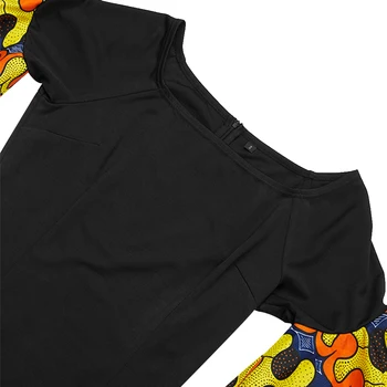 African Rochii pentru Femei Rochii ankara bumbac Elastic negru slim rochie 2020 Femei Africane haine de moda rochie cu maneci lungi