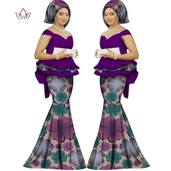 Africane Tradiționale de haine pentru Femei 2 Buc Dashiki Mozaic Femei de îmbrăcăminte de mari dimensiuni Africa stil de Crăciun costum Fusta WY1312