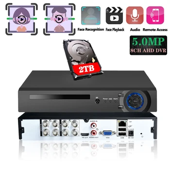 AHD Video Înregistrare Audio Fata CCTV 8CH Recorder H. 265 5MP 4MP 1080P 6 in 1 DVR Hibrid al XVi-TVi CVI IP NVR Pentru CCTV AHD si IP Camera