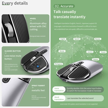 Ai Sistem Dual Voice Mouse-ul 26 de Limbi de Traducere Voce Portable Office Mouse-ul Internațional versiune de Smart wireless Mouse-ul