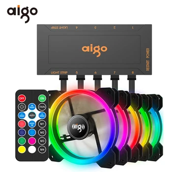 Aigo DR12 120mm Cooler Ventilator Dublu Aura RGB PC Ventilator de Răcire Ventilator Pentru Calculator Silent Gaming Caz Cu Telecomanda IR am3 am4