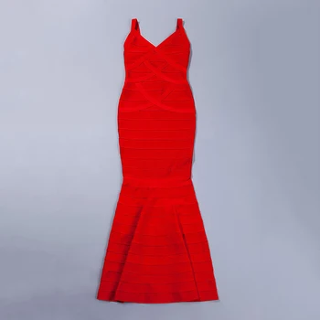 Ailigou 2020 Nouă Femei Roșu fără Mâneci Bandaj V-Gât Rochie Bandaj Sirenă Elegant Club de noapte Lungă Etaj Lungime Rochie de Vara