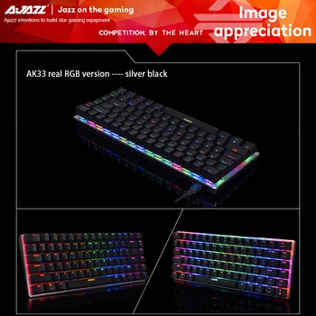 AJAZZ AK33 Tastatură Mecanică de Gaming, Tastaturi E-sport cu LED-uri Colorate Tastatură 82 Chei USB Cablu Anti-Ghosting pentru LOL Calculator
