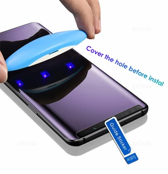 Akcoo S10 Plus ecran protector cu VEDERE funcția de PROTECȚIE pentru Samsung S8 9 10e Nota 8 9 albastra anti-raze UV film de sticlă