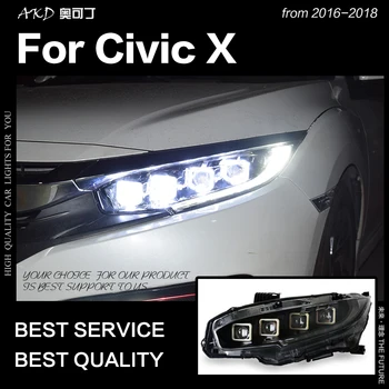 AKD Mașină de Styling pentru Civică X Faruri 2017-2020 Noul Civic Faruri LED DRL Ascuns Opțiune Lampă de Cap Angel Eye Beam Accesorii
