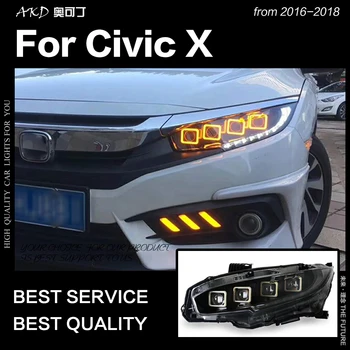 AKD Mașină de Styling pentru Civică X Faruri 2017-2020 Noul Civic Faruri LED DRL Ascuns Opțiune Lampă de Cap Angel Eye Beam Accesorii