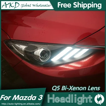 AKD Styling Auto pentru Mazda 3 Faruri-2016 Noua Mazda3 Axela Faruri LED DRL Bi Xenon Lentile High Low Beam Parcare Lampă de Ceață