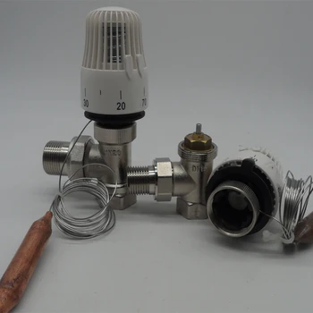 Alamă 2 mod de Unghi robinet termostatic pentru radiator pentru sistem de încălzire cu regulator de temperatură a supapei de energie salva 30-70degree