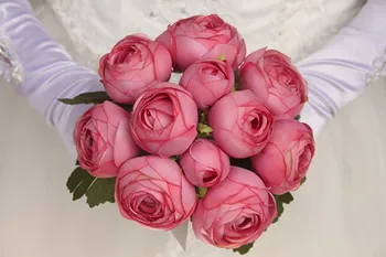 Alb Buchet de Flori Matase Flori de Trandafir alb, Buchet domnisoare de Onoare Buchet de Flori Artificiale Buchete de Trandafiri de Mătase
