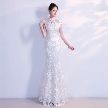 Alb Cheongsam Mult Qipao Rochii Tradiționale Chineze Rochie de Mireasa China Magazin de Îmbrăcăminte Vestido Oriental Mărimea XS S M L XL XXL