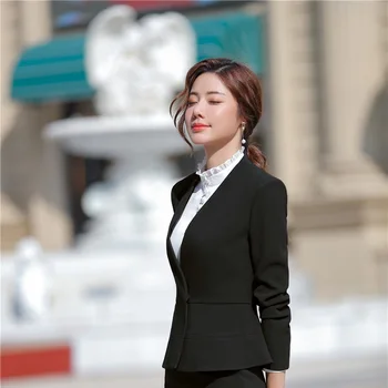 Alb Elegant de Afaceri Formal Blazere și Jachete de blană pentru Femei Doamnelor Birou 2019 Primavara Toamna Uza Topuri Haine Plus Dimensiunea