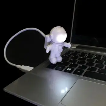Alb Flexibil Cosmonaut Astronaut USB Tub Lumina de Noapte LED Lampa Pentru Laptop Calculator PC, Notebook-uri Portabile de Lectură DC 5V Creative