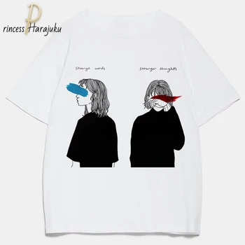 Alb Nou Femei T-shirt Harajuku Depresie Fata Printed Tee Vara Kawaii Femei Tricou Maneca Scurta Tricou Topuri Femeile 2020
