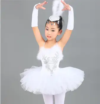 Alb paiete Lacul Lebedelor Balet Tutu Costum Fete Copii Ballerina Dress