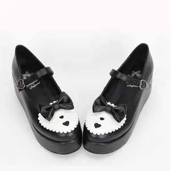 Alb și negru din Piele Menajera Lolita Cosplay Uniformă Pantofi Confortabil Pană Pantofi Mary Jane