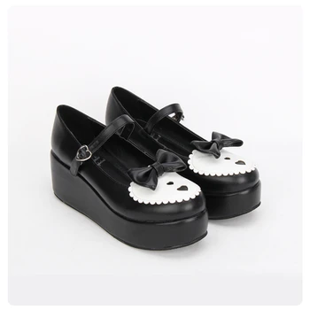 Alb și negru din Piele Menajera Lolita Cosplay Uniformă Pantofi Confortabil Pană Pantofi Mary Jane