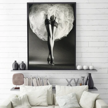 Alb și negru Elegant Dans Balet Printuri Foto Stil Nordic Fată Portret Arta de Perete Poze Decor Acasă Panza Pictura
