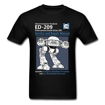 Albastru Bărbați Tricou de Vară de Moda Casual Tricou de Imprimare Robot ED 209 Barbati Top Calitate Full Haine de Bumbac Barbati Tricou