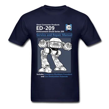 Albastru Bărbați Tricou de Vară de Moda Casual Tricou de Imprimare Robot ED 209 Barbati Top Calitate Full Haine de Bumbac Barbati Tricou