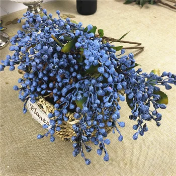 Albastru de fasole boabe ramură de plastic fals plante fructe de padure pentru gradina decor de nunta DIY cununa consumabile flori faux