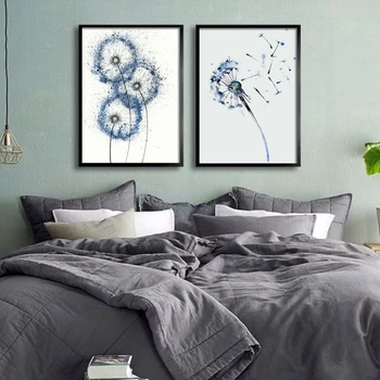Albastru de Papadie de Perete de Arta Canvas Flori de Postere și de Imprimare Animale Panza Pictura Imagine pentru Camera de zi Decor Nordic Decor