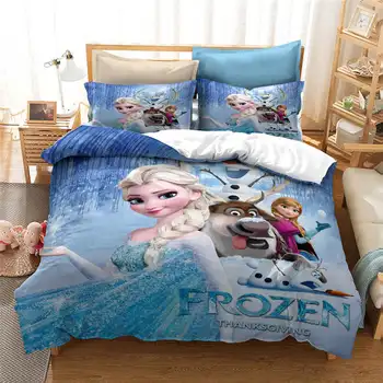 Albastru Disney Frozen set de lenjerie de pat Twin, Pat matrimonial Lenjerii de pat pentru Copii Acasa Regina King Pilotă Fete Cuvertură de pat Single Plapumă 3 buc
