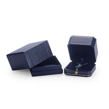 Albastru Octogonal din Piele de Hârtie cutii pentru Bijuterii Diamond Inel de Nunta Caz Pandantiv Brățară Colier de Bijuterii Cutie de Cadou de Crăciun