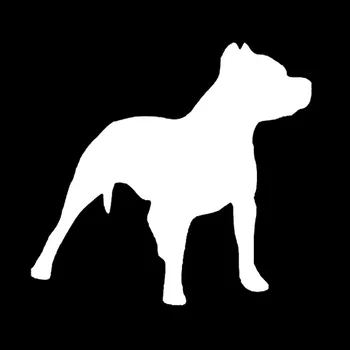 Aliauto Amuzant Minunat Autocolant Auto Pit Bull Dog Silueta Decor de Vinil protecție Solară rezistent la apa Decal Negru/Argintiu,14cm*13cm